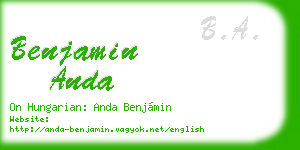 benjamin anda business card